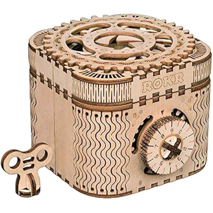 ROBOTIME 3D DIY WOODEN TREASURE BOX PUZZLE UNIQUE MODEL KITS TO BUILD MECHANICAL ENGINEERING KITS GREAT GIFT FOR ADULTS AND CHILDREN - Image 1